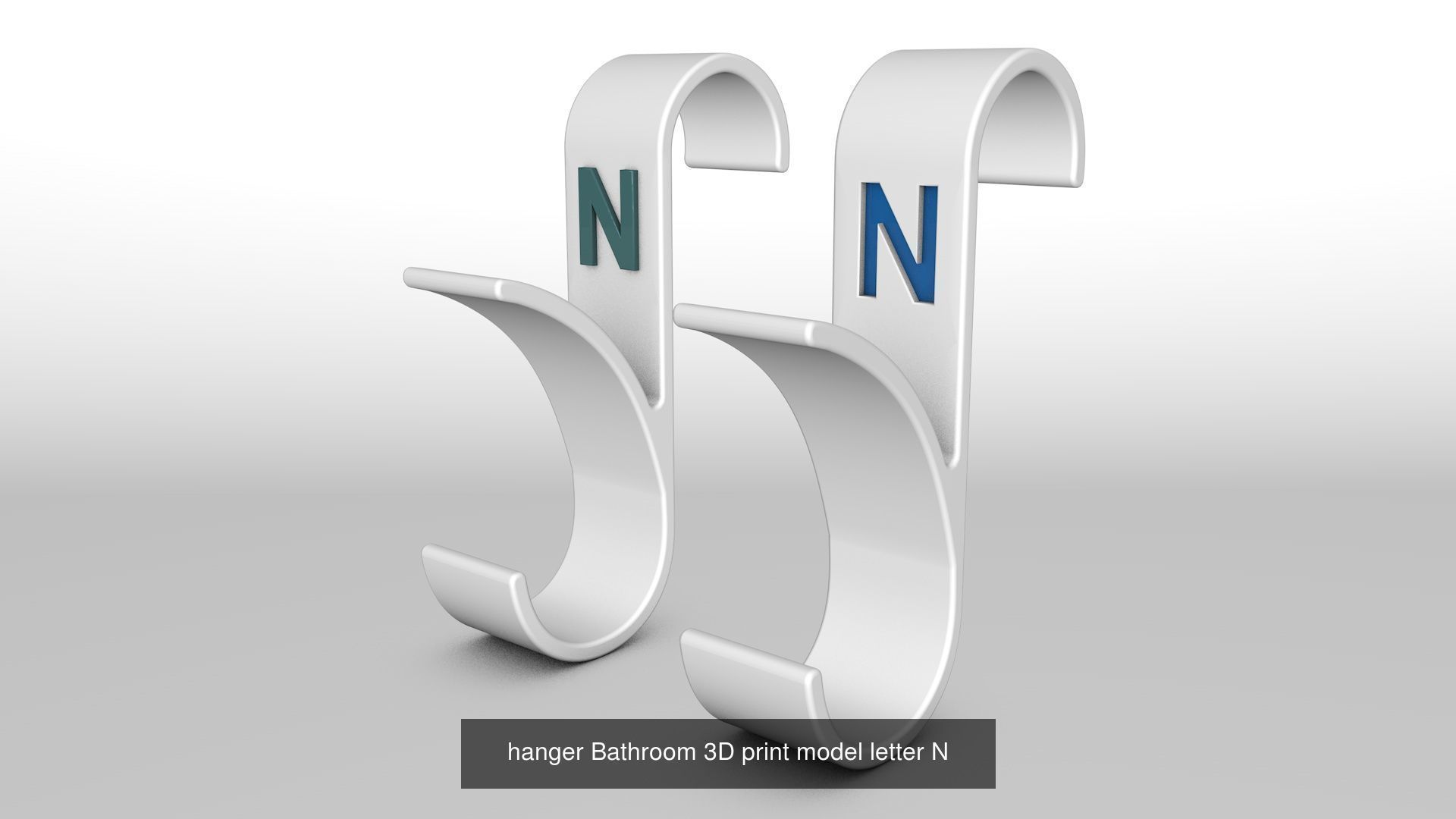 Alphabet Wall Hooks 3D Printable Towel Hanger Set  3D Model Collection_29