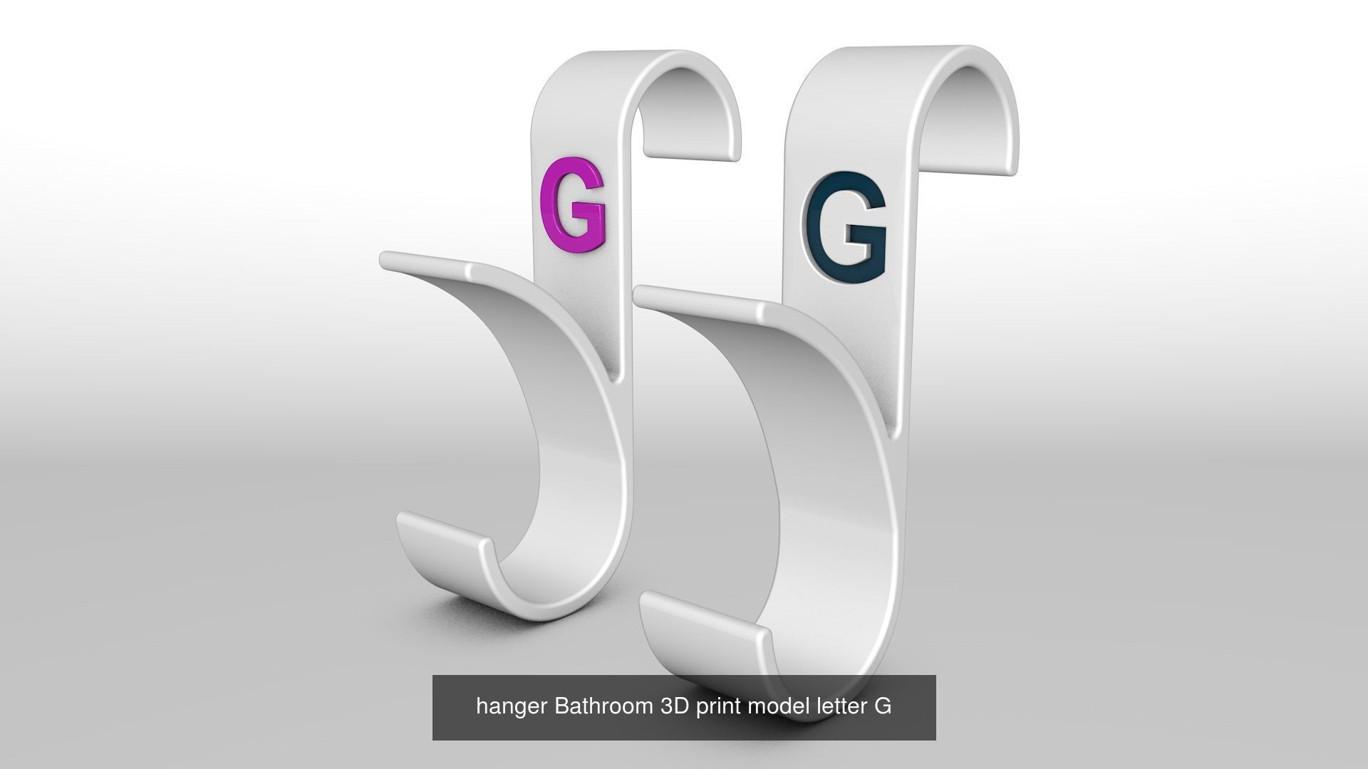 Alphabet Wall Hooks 3D Printable Towel Hanger Set  3D Model Collection_23