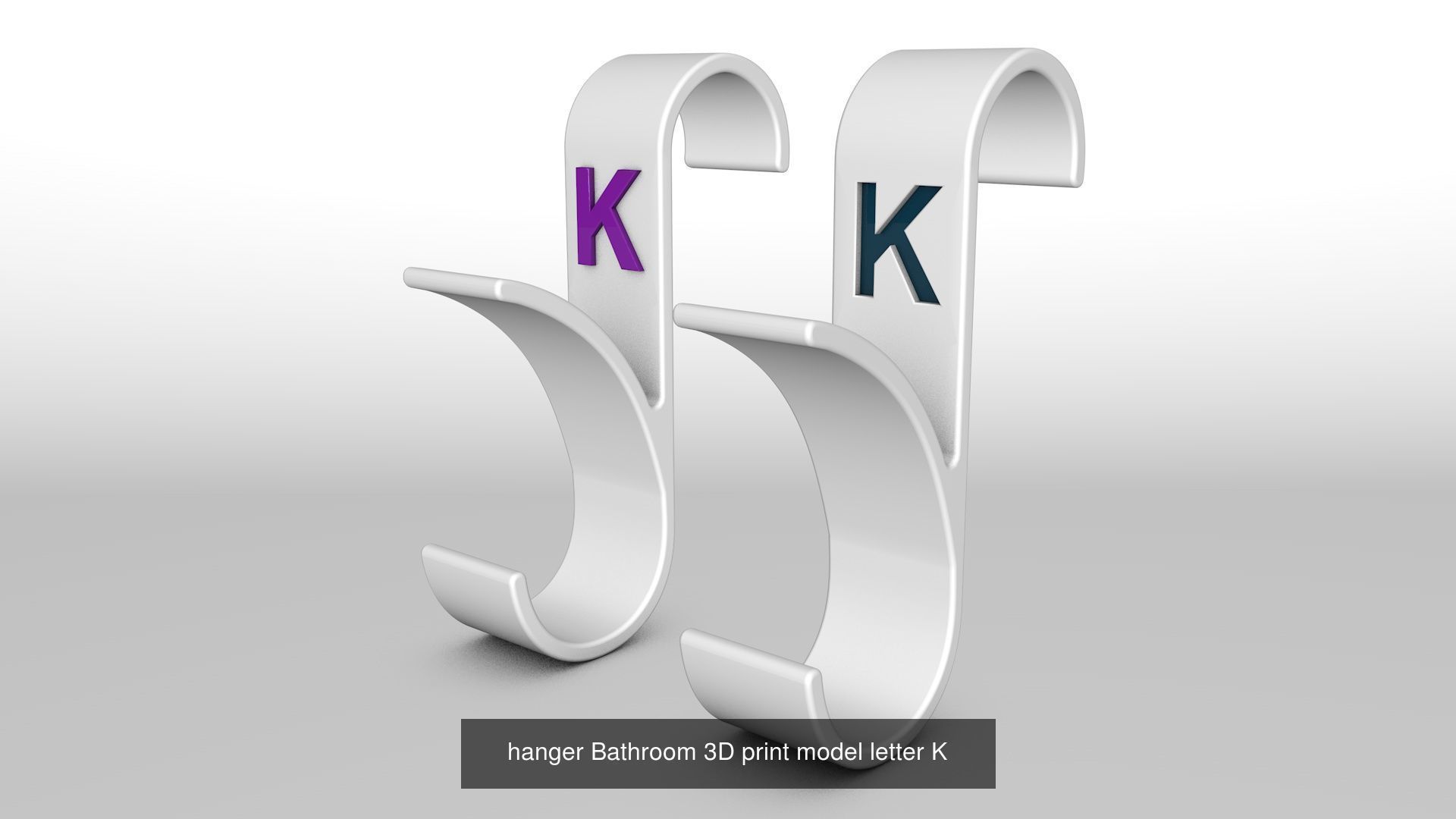 Alphabet Wall Hooks 3D Printable Towel Hanger Set  3D Model Collection_26