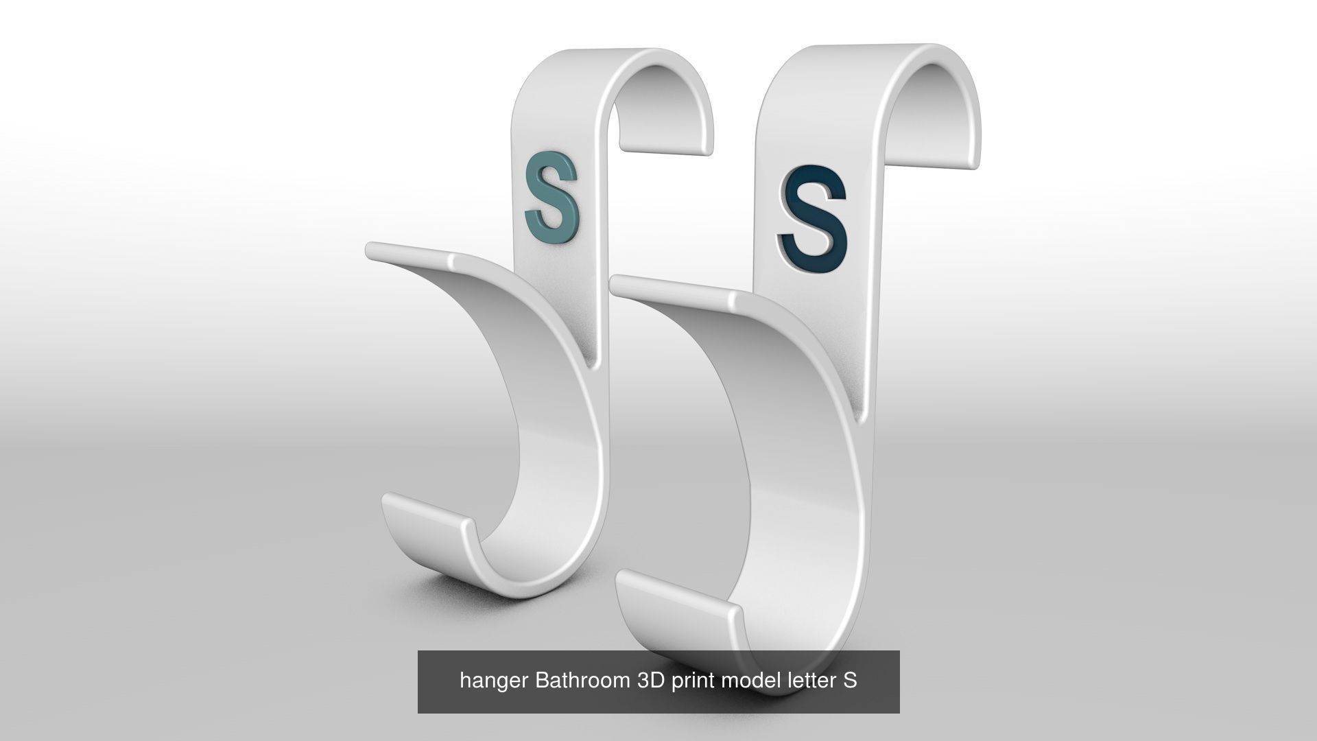 Alphabet Wall Hooks 3D Printable Towel Hanger Set  3D Model Collection_35