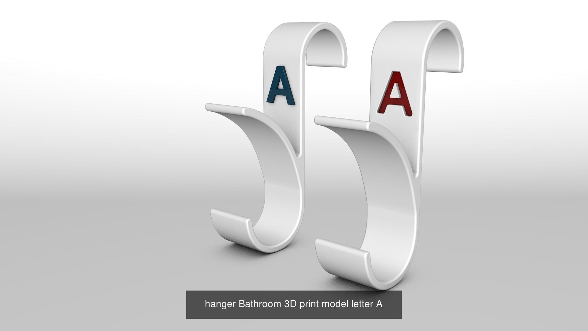 Alphabet Wall Hooks 3D Printable Towel Hanger Set  3D Model Collection_16