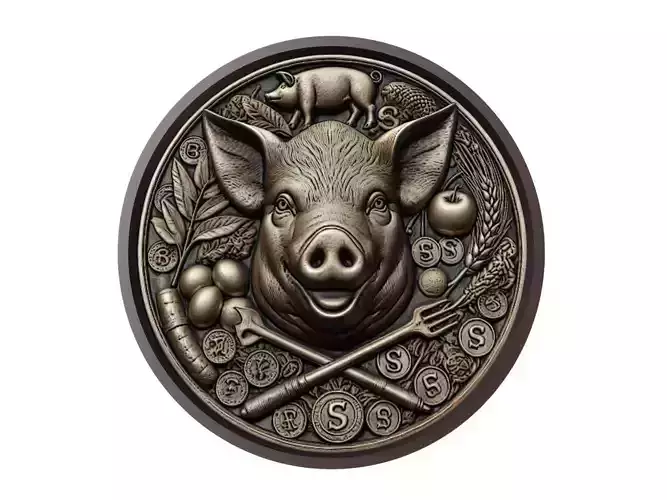 Pig Animal Medallion