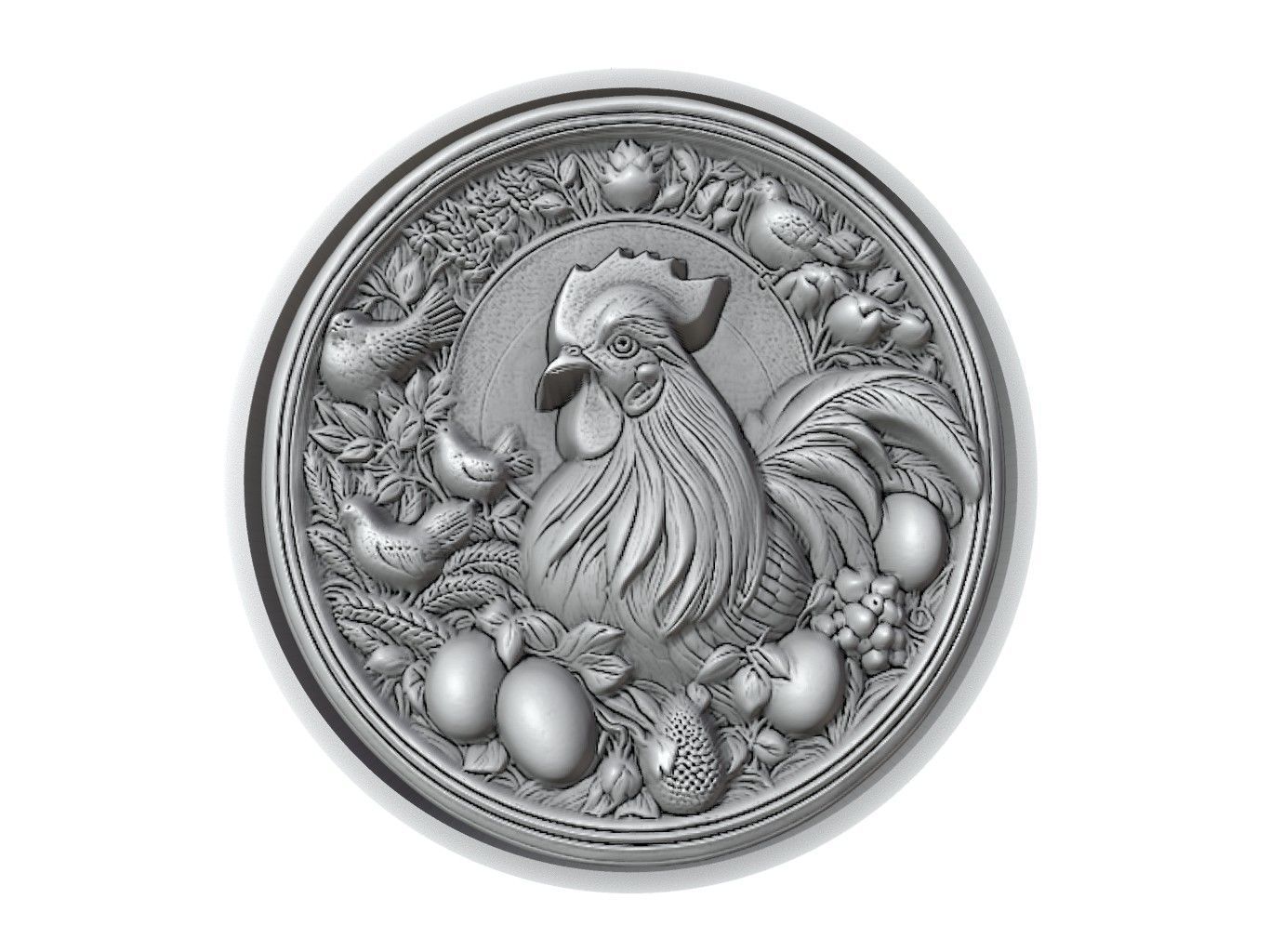 Chicken Animal Medallion 3D print model_2