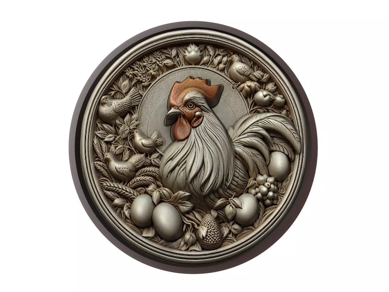 Chicken Animal Medallion 3D print model_0