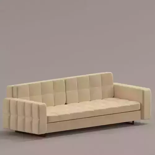 Modern Tufted Beige Sofa 3D Model