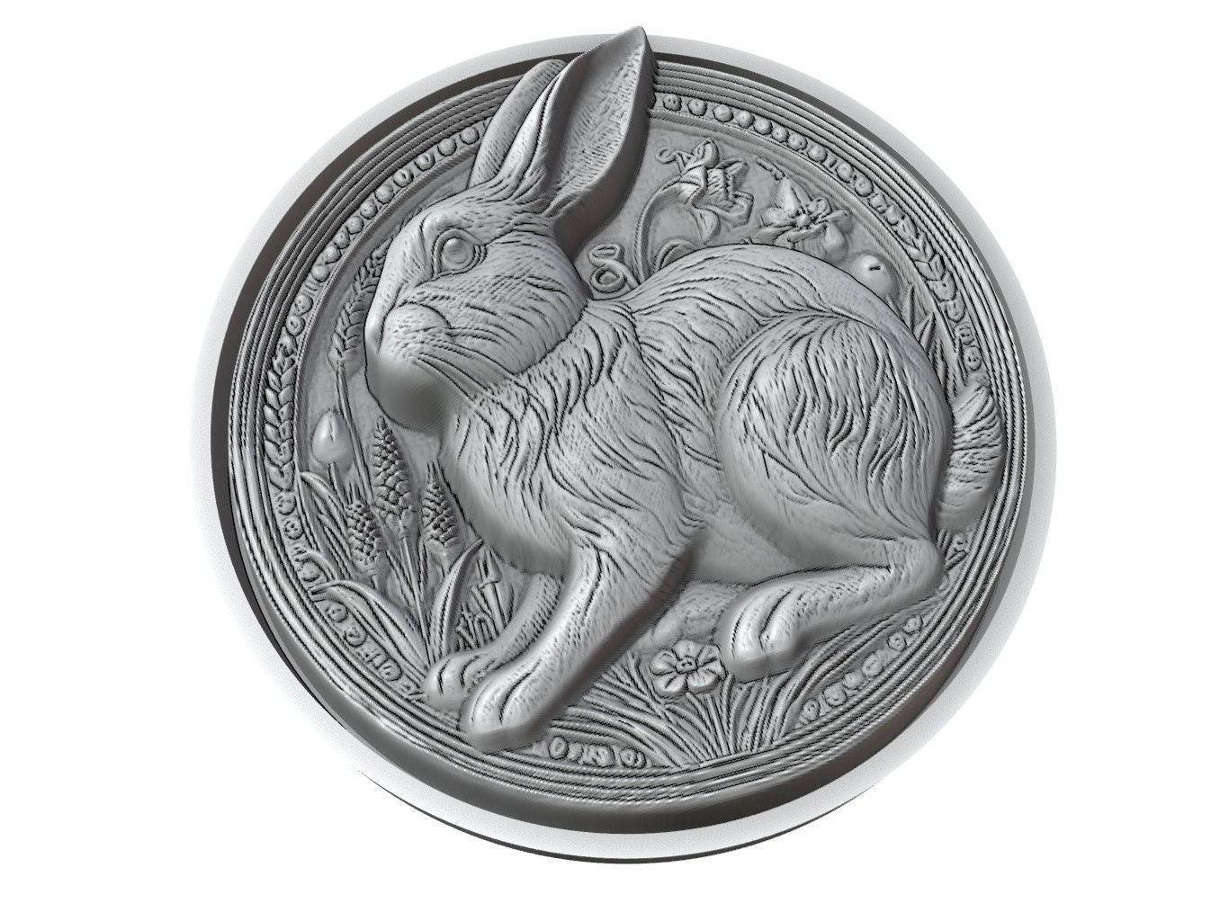Rabbit Animal Medallion 3D print model_3