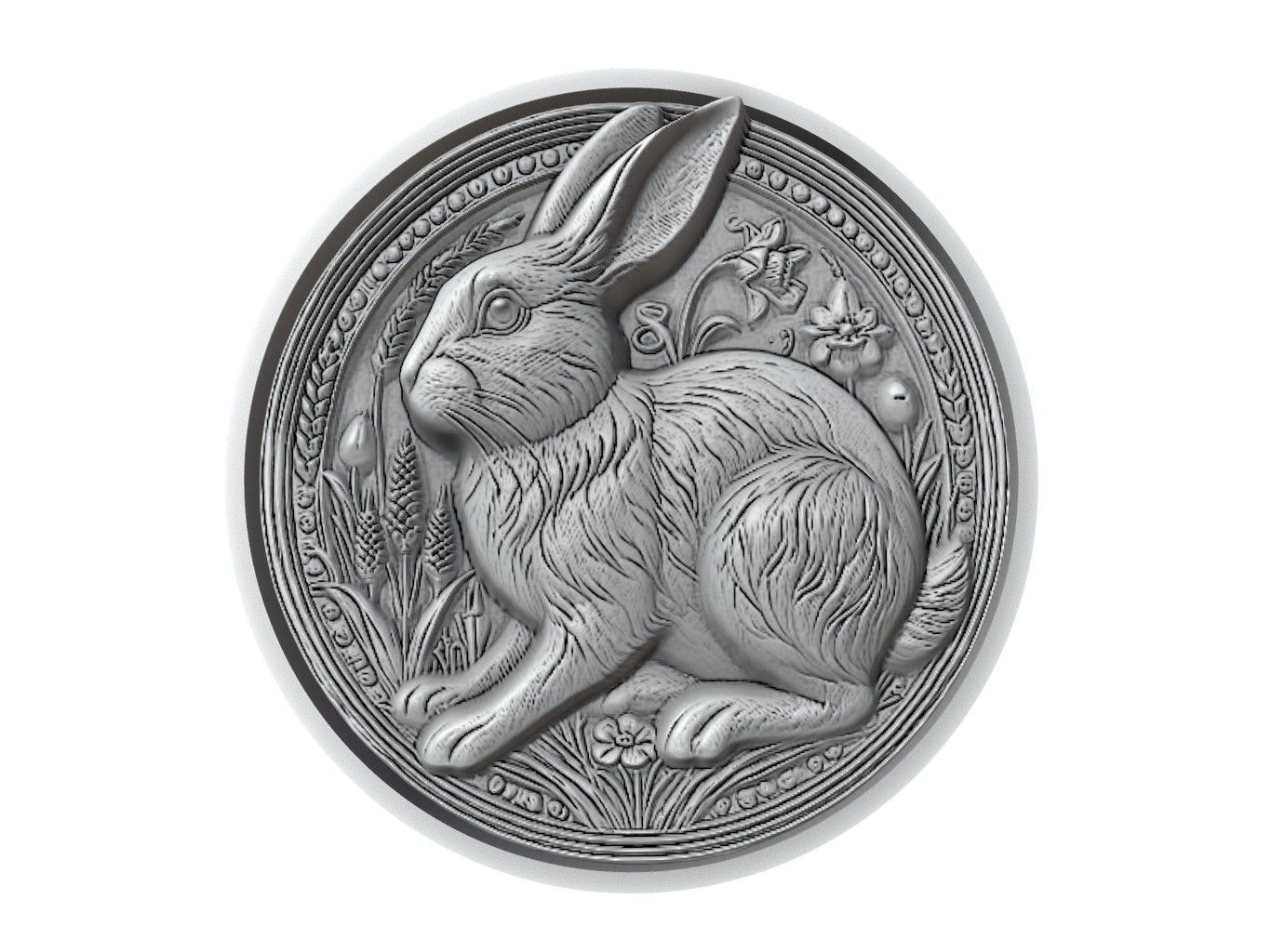 Rabbit Animal Medallion 3D print model_2