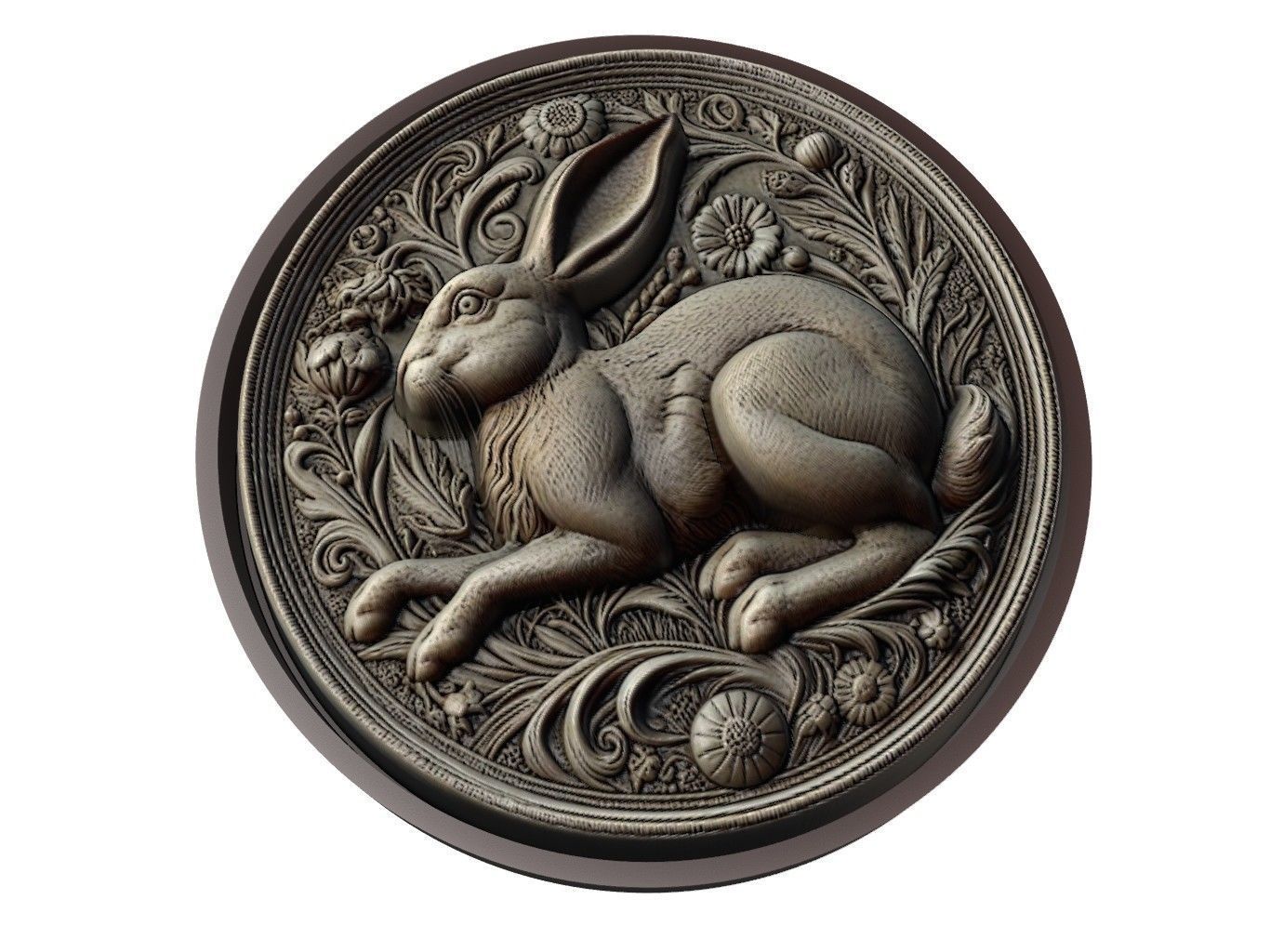 Rabbit Animal Medallion 3D print model_1