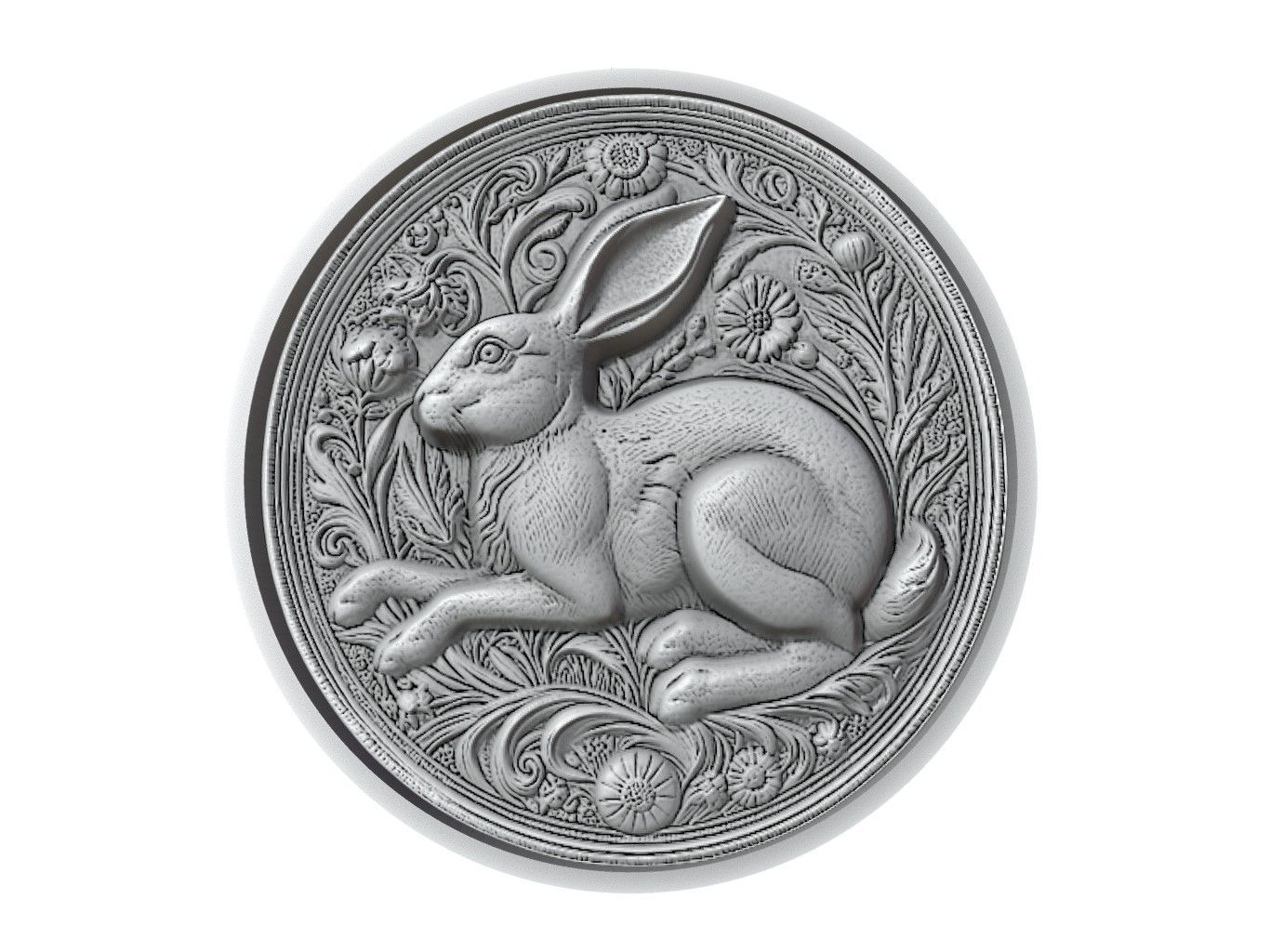 Rabbit Animal Medallion 3D print model_2