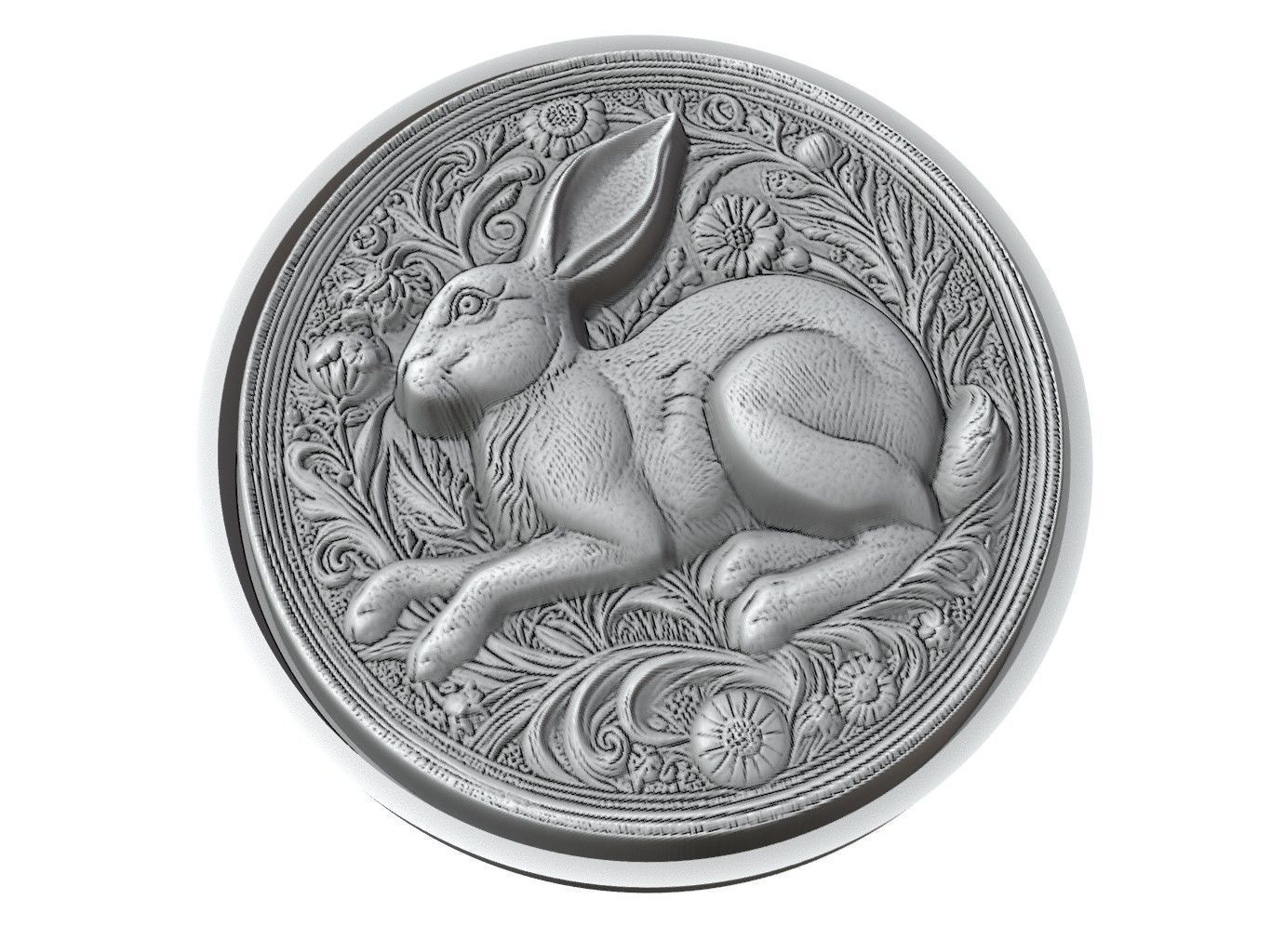 Rabbit Animal Medallion 3D print model_3