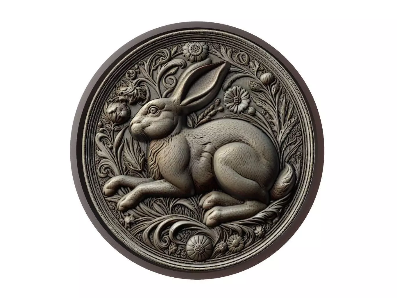 Rabbit Animal Medallion 3D print model_0