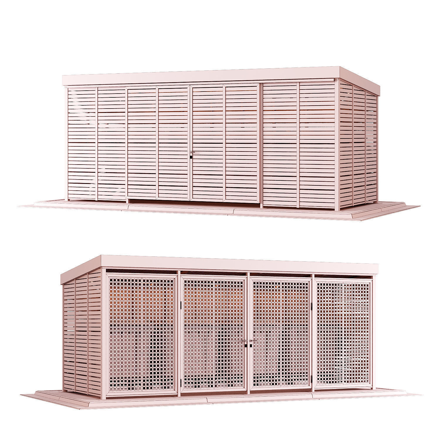 Garbage bins containers with fencing 3D model_3