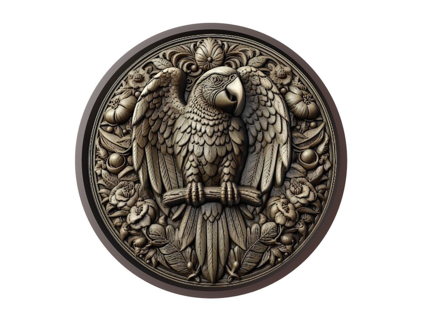Parrot Animal Medallion 3D print model_1