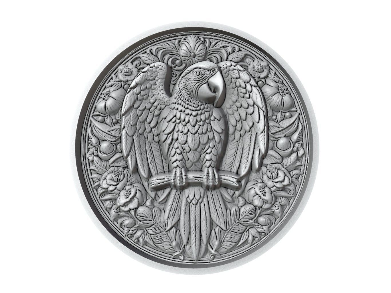 Parrot Animal Medallion 3D print model_3