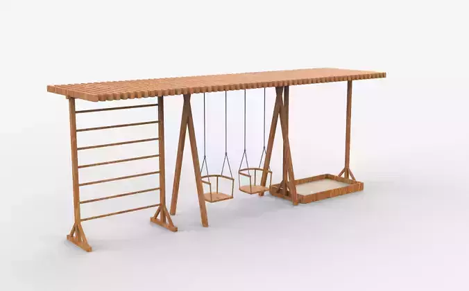 Wooden swing 3D model