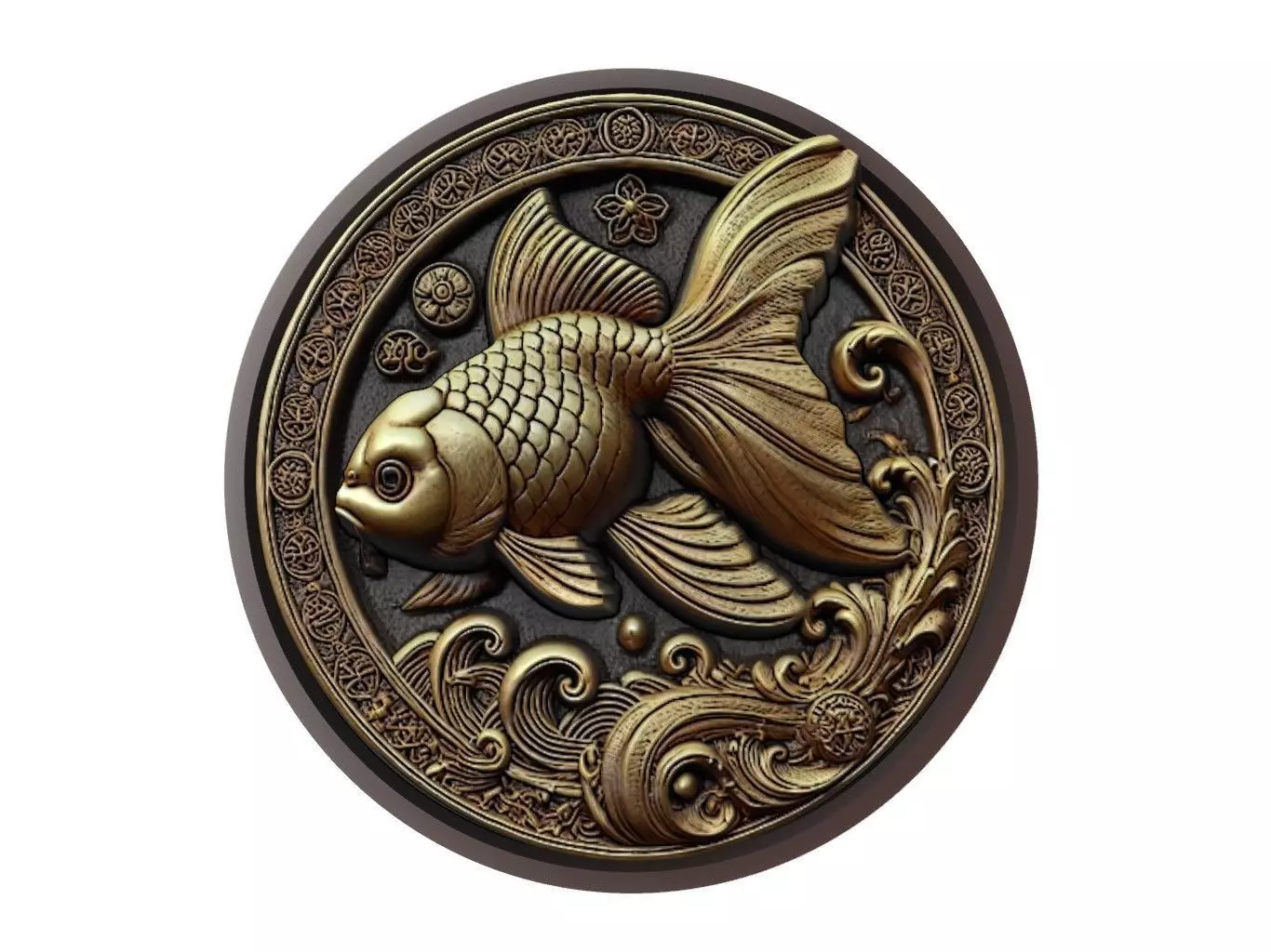 Goldfish Animal Medallion 3D print model_0