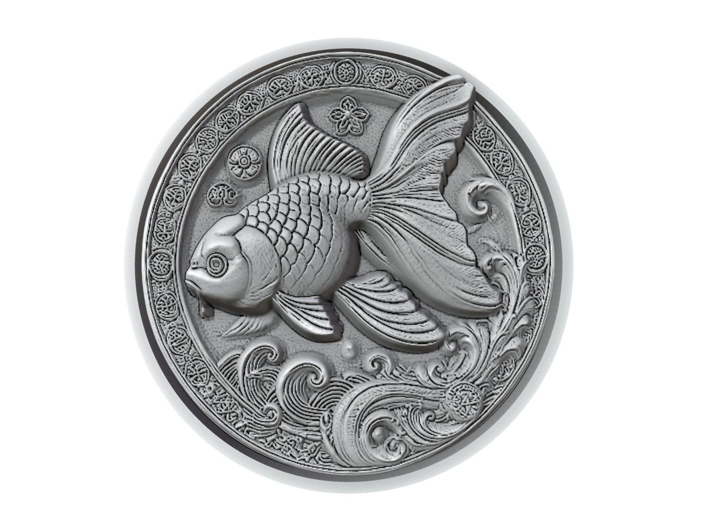 Goldfish Animal Medallion 3D print model_2