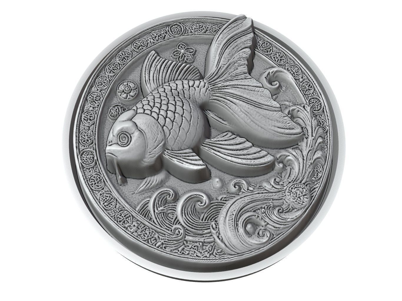Goldfish Animal Medallion 3D print model_3