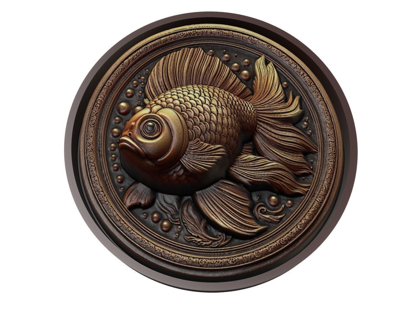 Goldfish Animal Medallion 3D print model_1