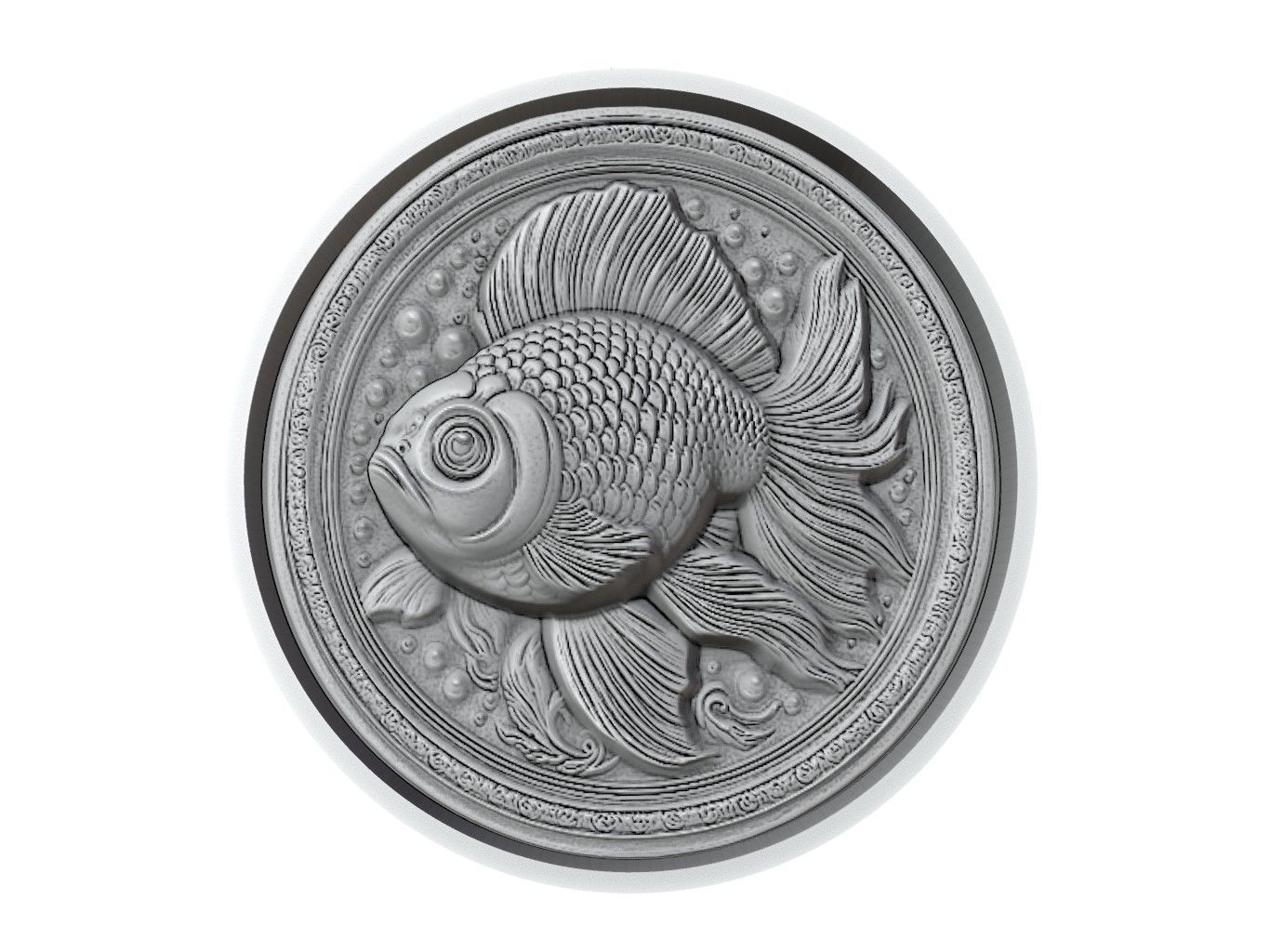 Goldfish Animal Medallion 3D print model_2