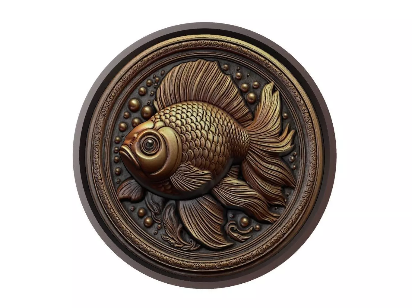 Goldfish Animal Medallion 3D print model_0