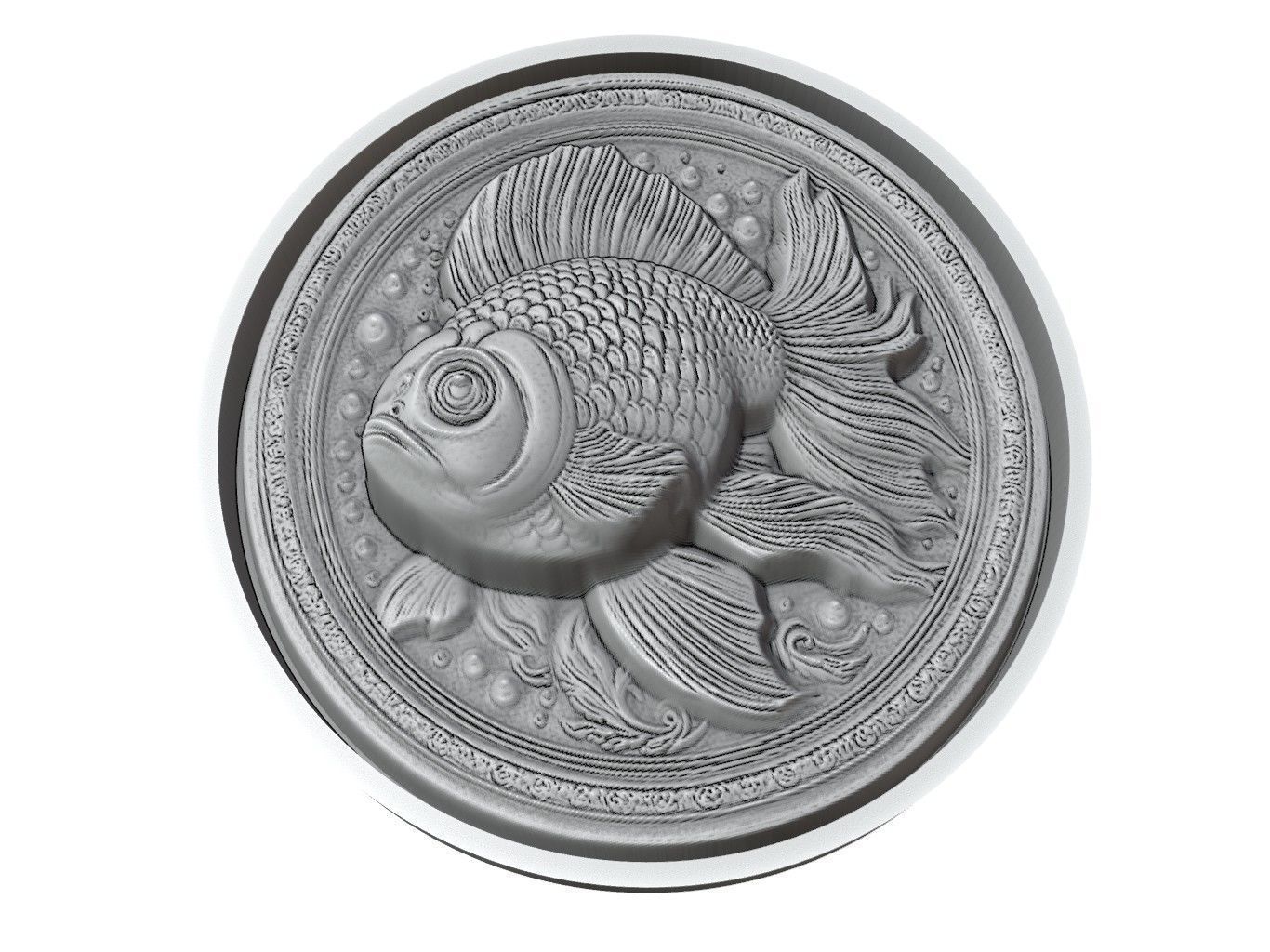 Goldfish Animal Medallion 3D print model_3