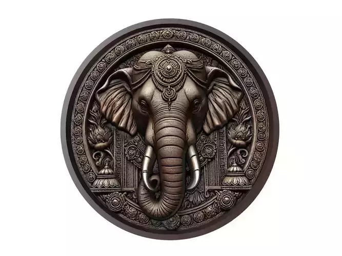 Elephant Animal Medallion 3D print model