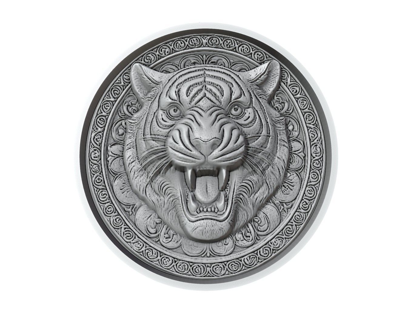 Tiger Animal Medallion 3D print model_2