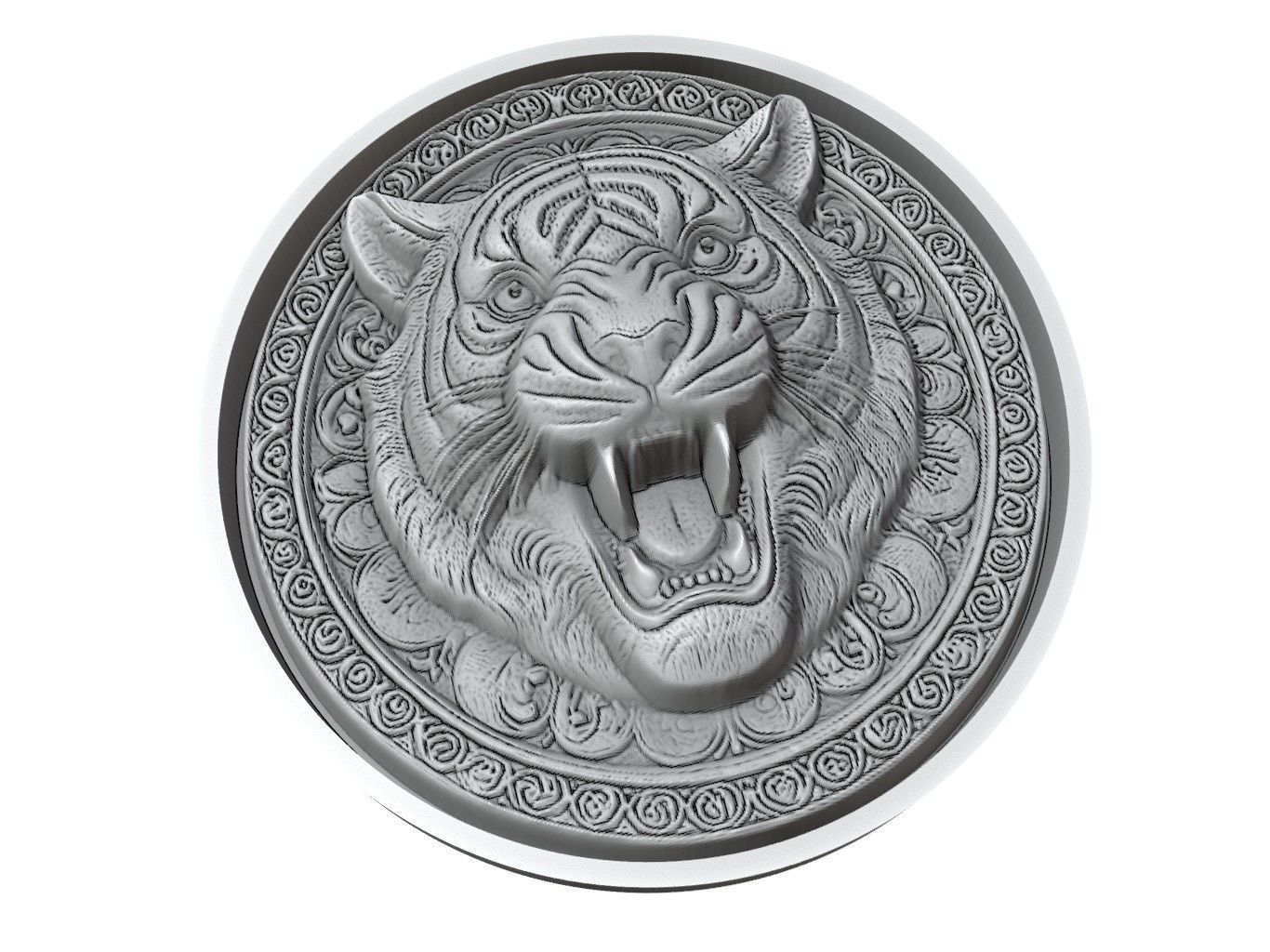 Tiger Animal Medallion 3D print model_3