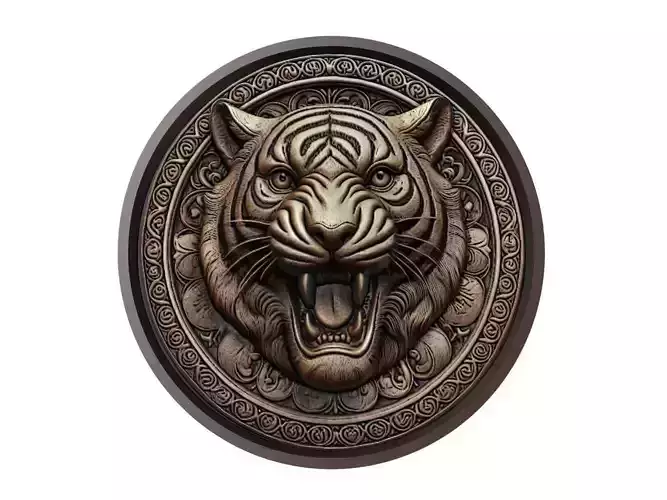 Tiger Animal Medallion 3D print model