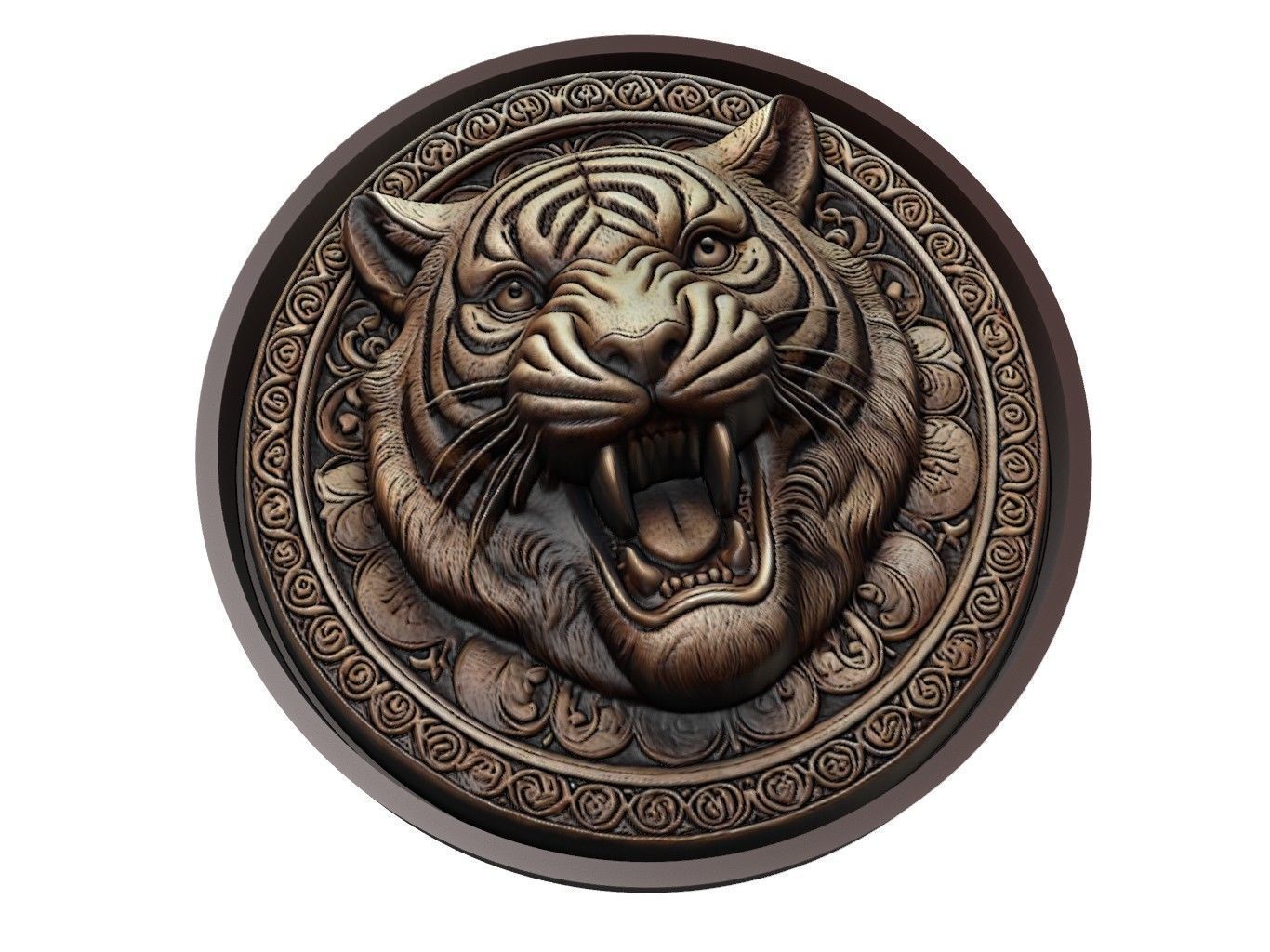 Tiger Animal Medallion 3D print model_1