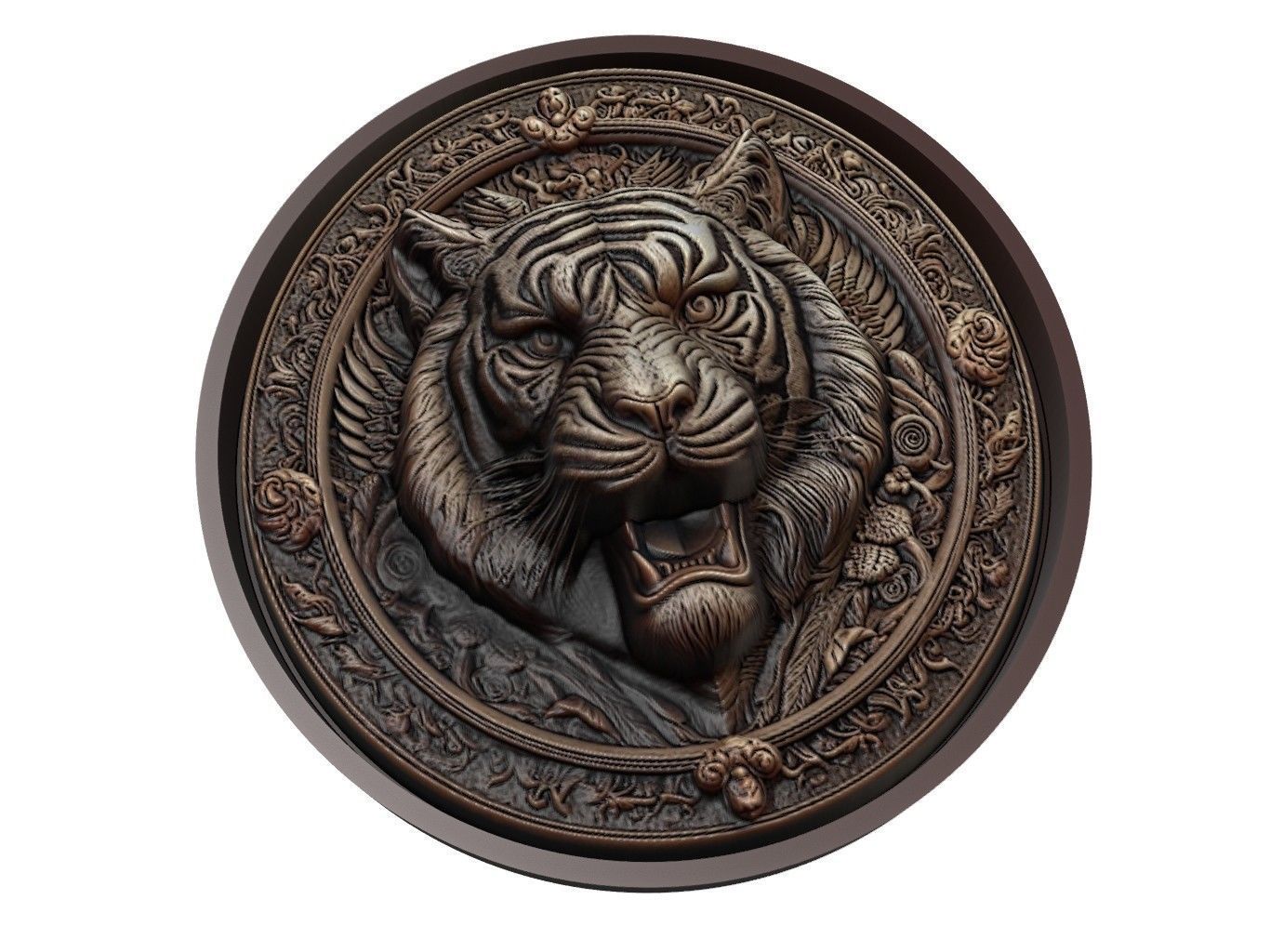 Tiger Animal Medallion 3D print model_1