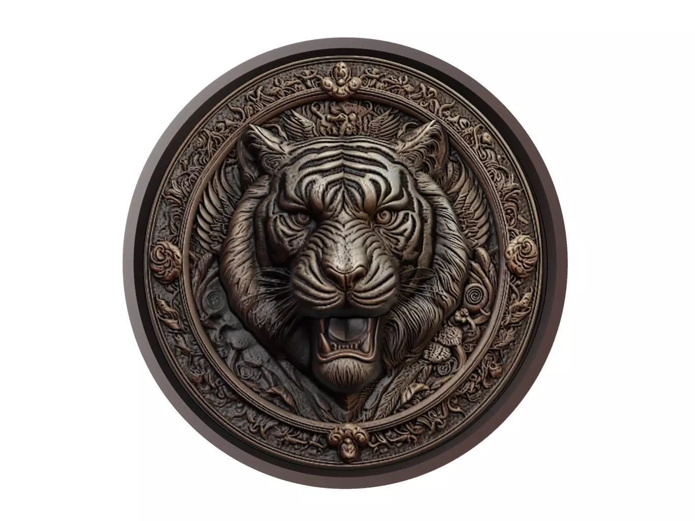 Tiger Animal Medallion 3D print model_0
