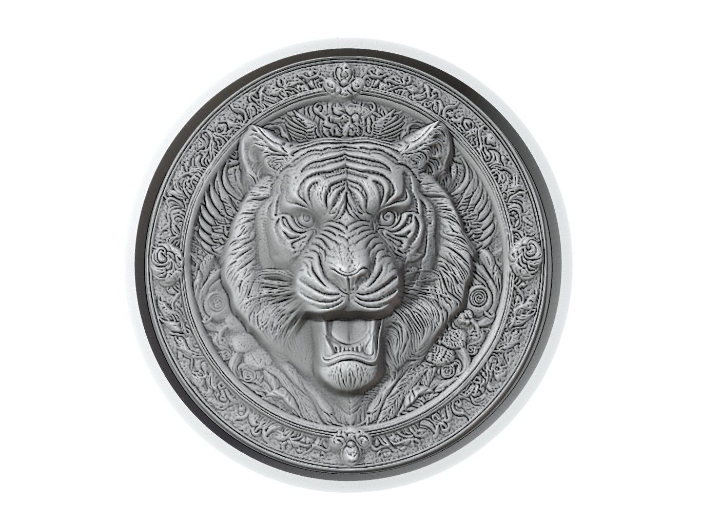 Tiger Animal Medallion 3D print model_2