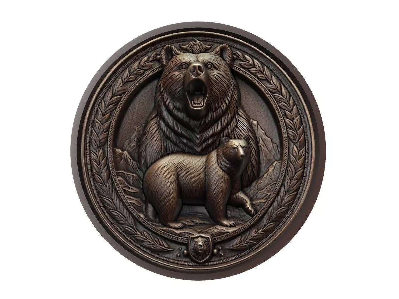 Bear Animal Medallion 3D print model