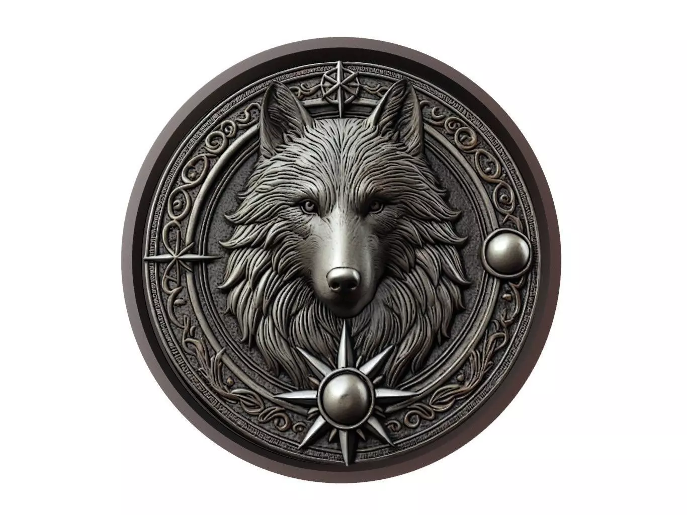 Wolf Animal Medallion 3D print model_0