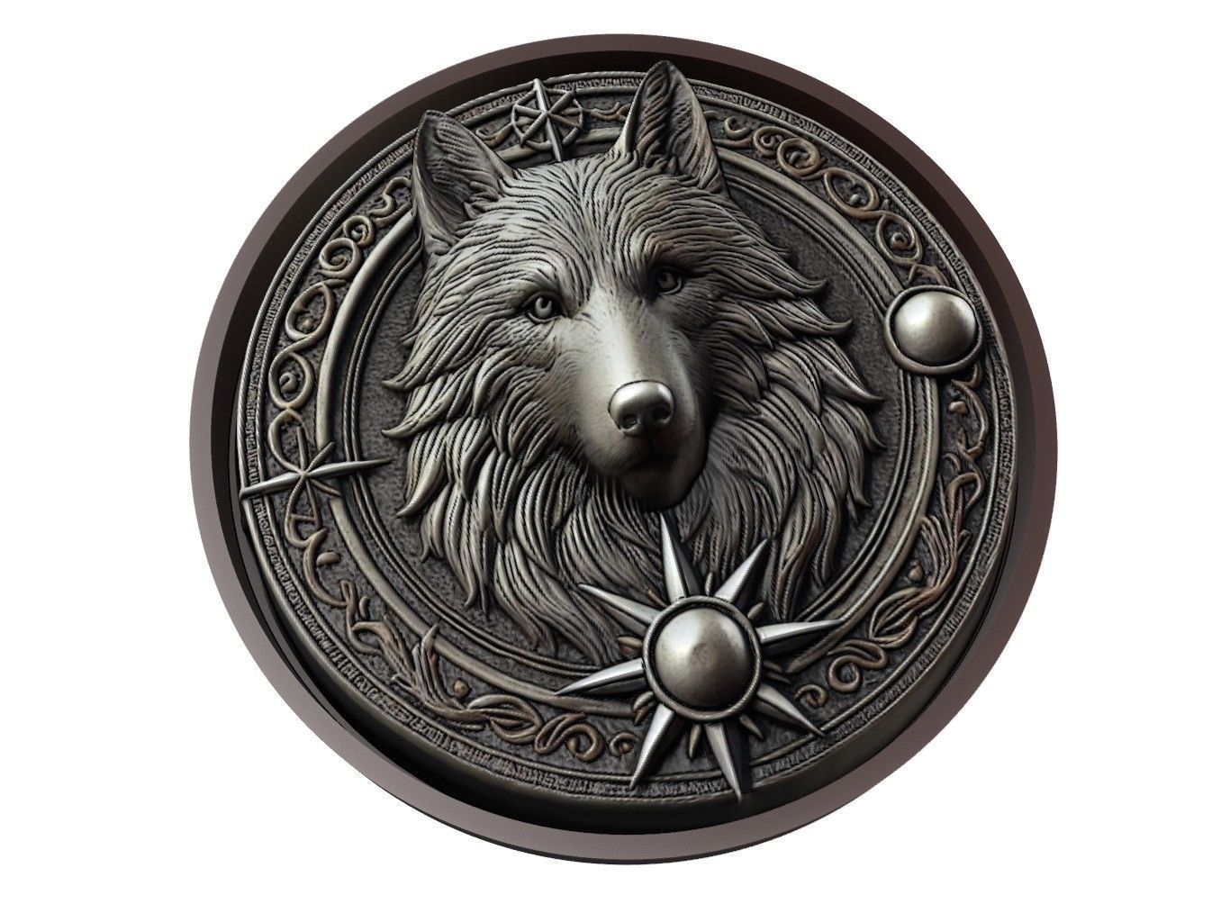 Wolf Animal Medallion 3D print model_1