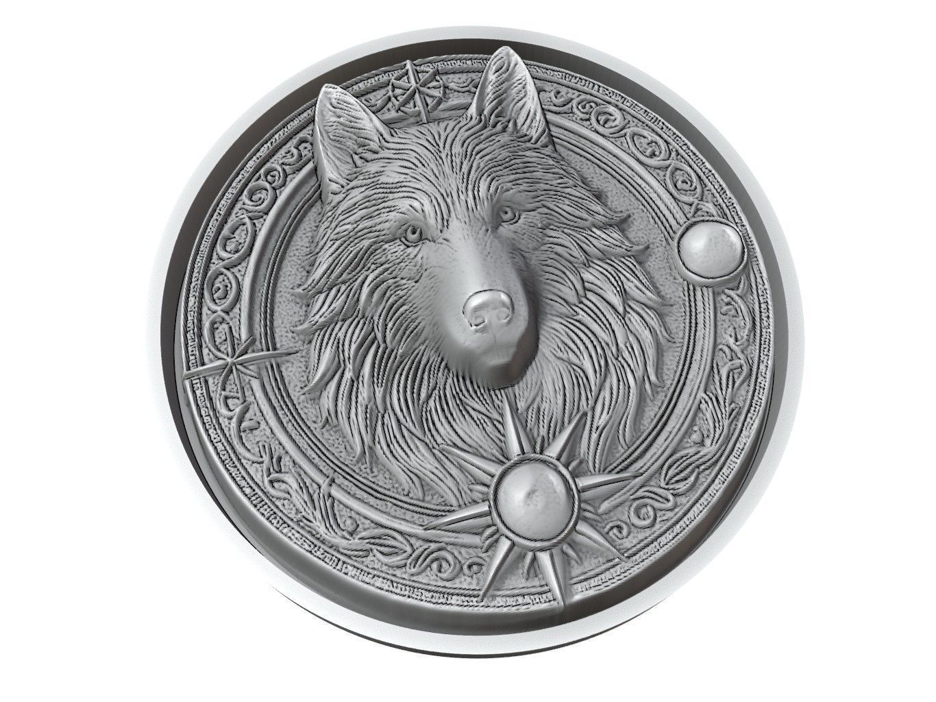 Wolf Animal Medallion 3D print model_3