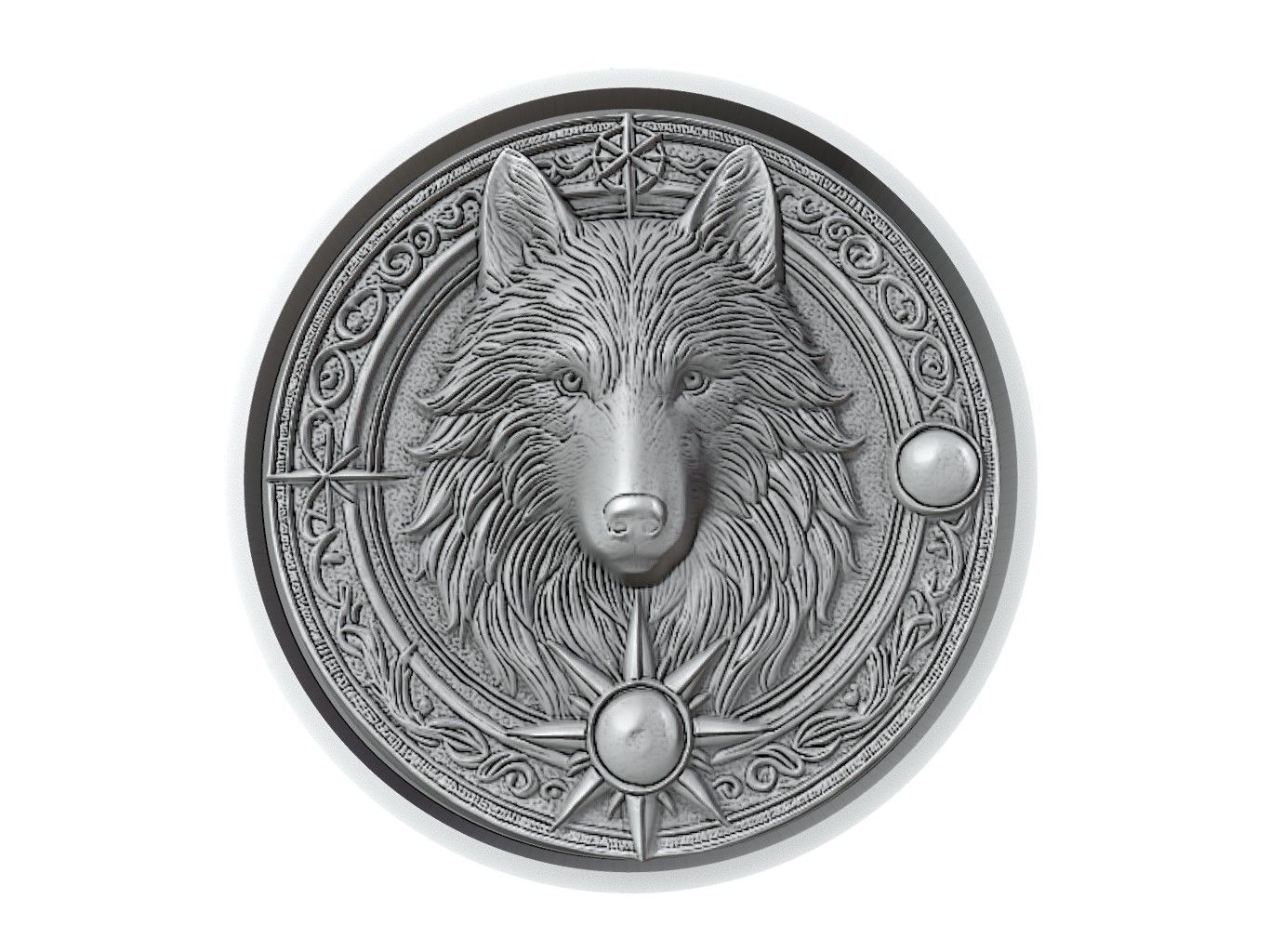 Wolf Animal Medallion 3D print model_2