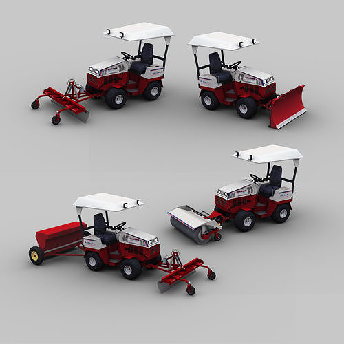 Compact Tractors All Attachment  Low-poly 3D model