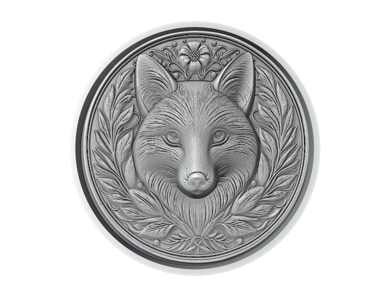Fox Animal Medallion 3D print model_2