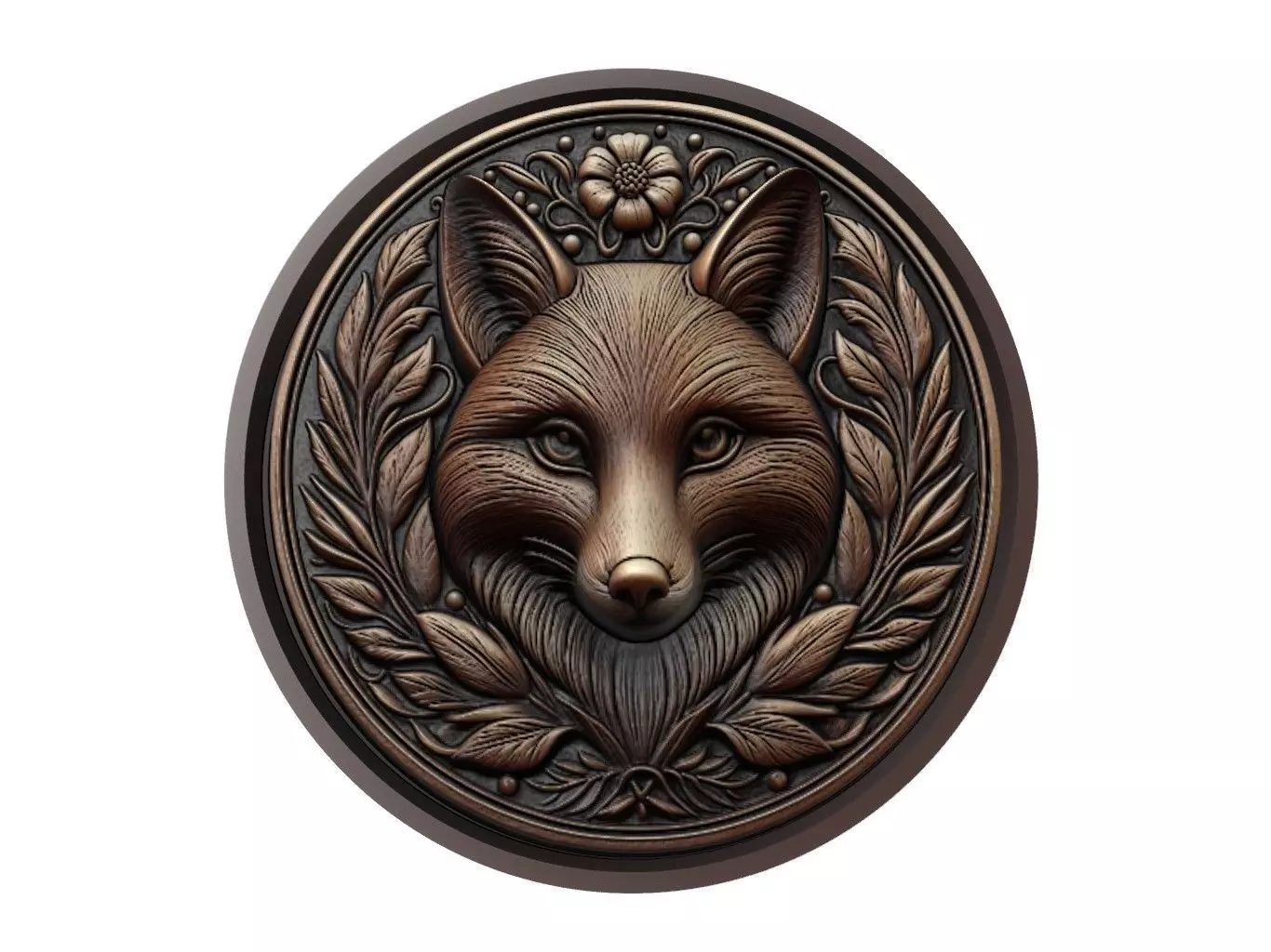 Fox Animal Medallion 3D print model_0
