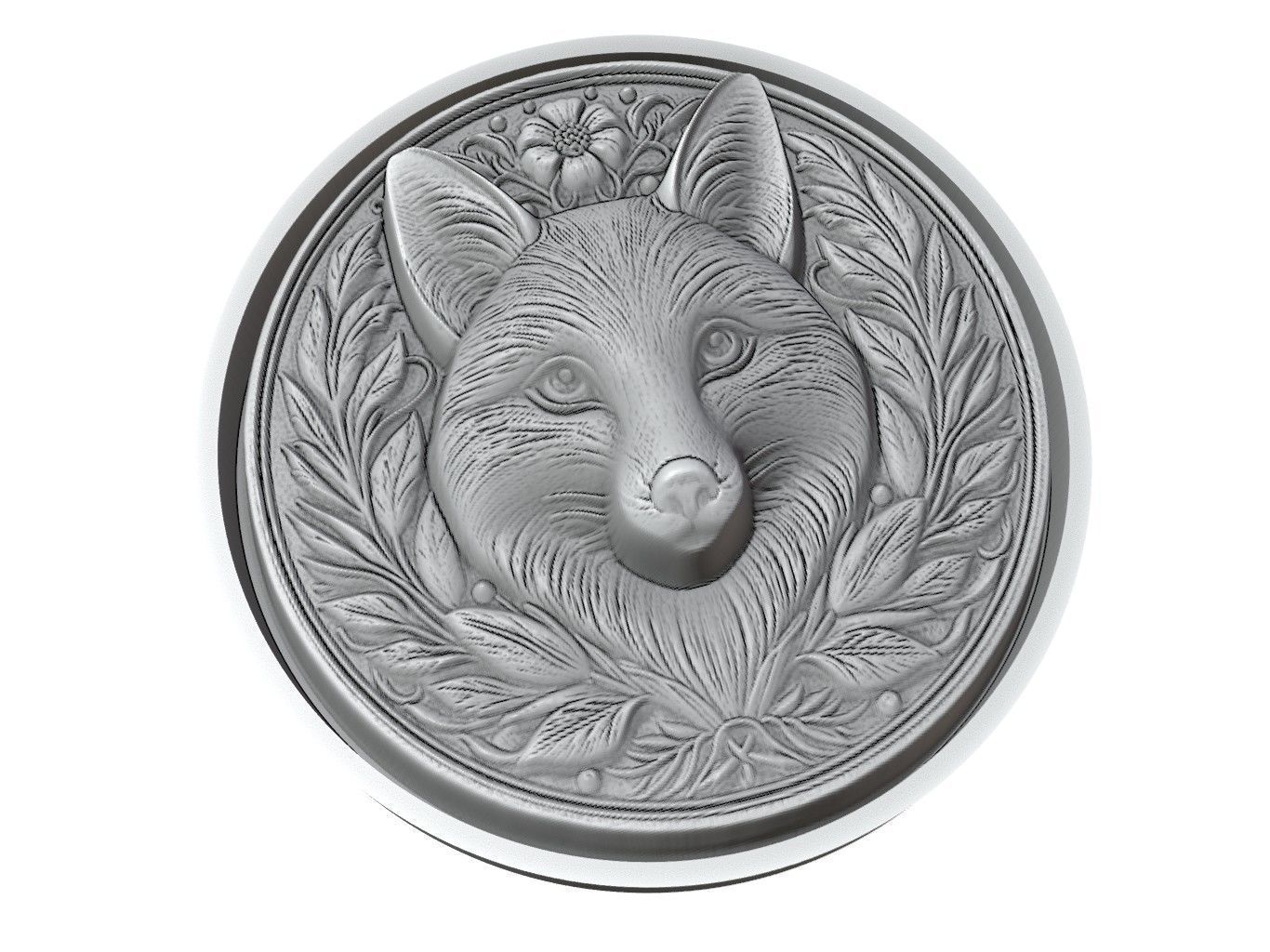 Fox Animal Medallion 3D print model_3