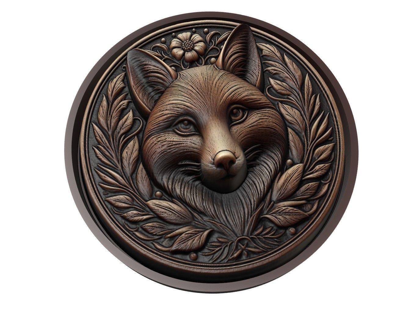 Fox Animal Medallion 3D print model_1