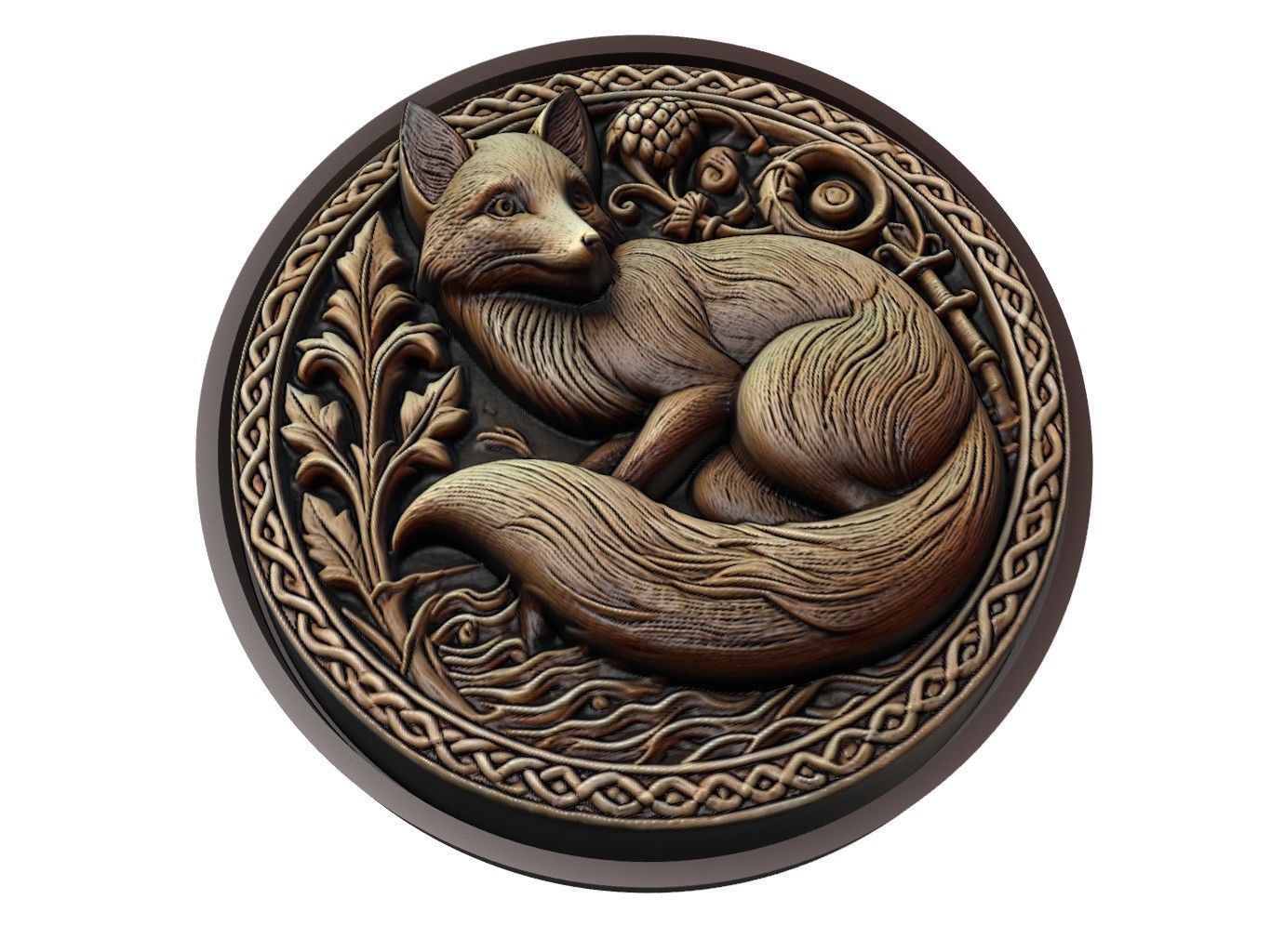 Fox Animal Medallion 3D print model_1