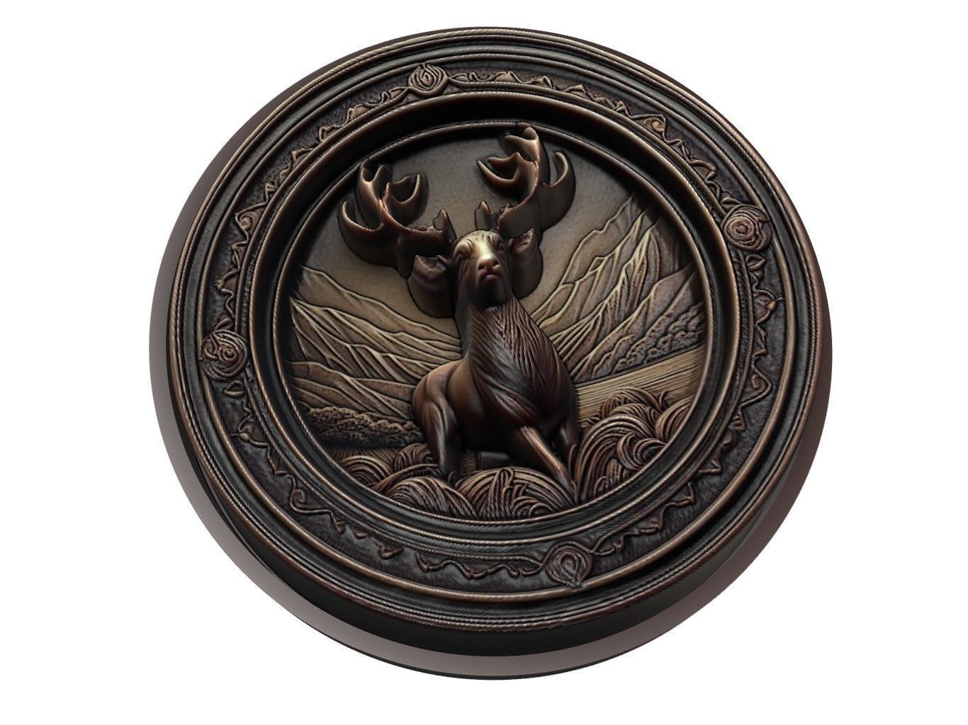 Deer Animal Medallion 3D print model_1