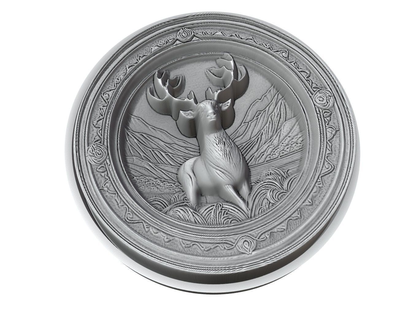 Deer Animal Medallion 3D print model_3