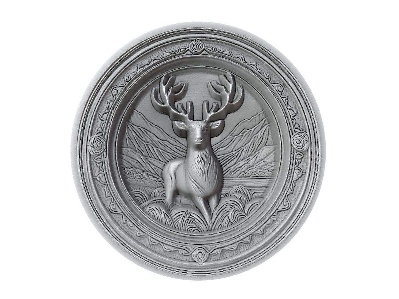 Deer Animal Medallion 3D print model_2