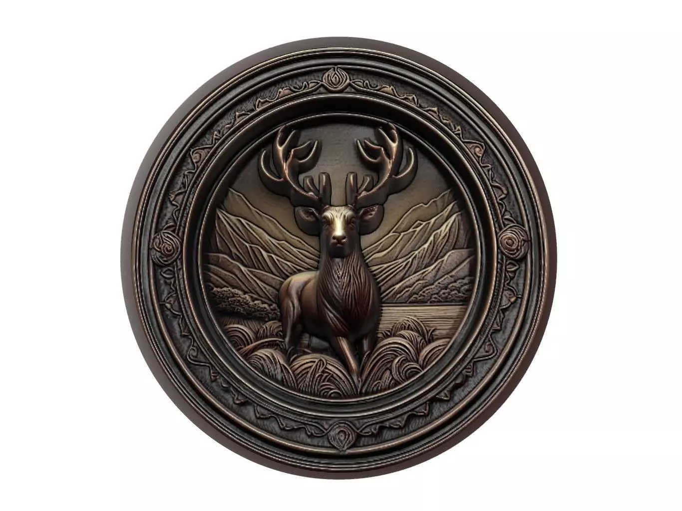 Deer Animal Medallion 3D print model_0