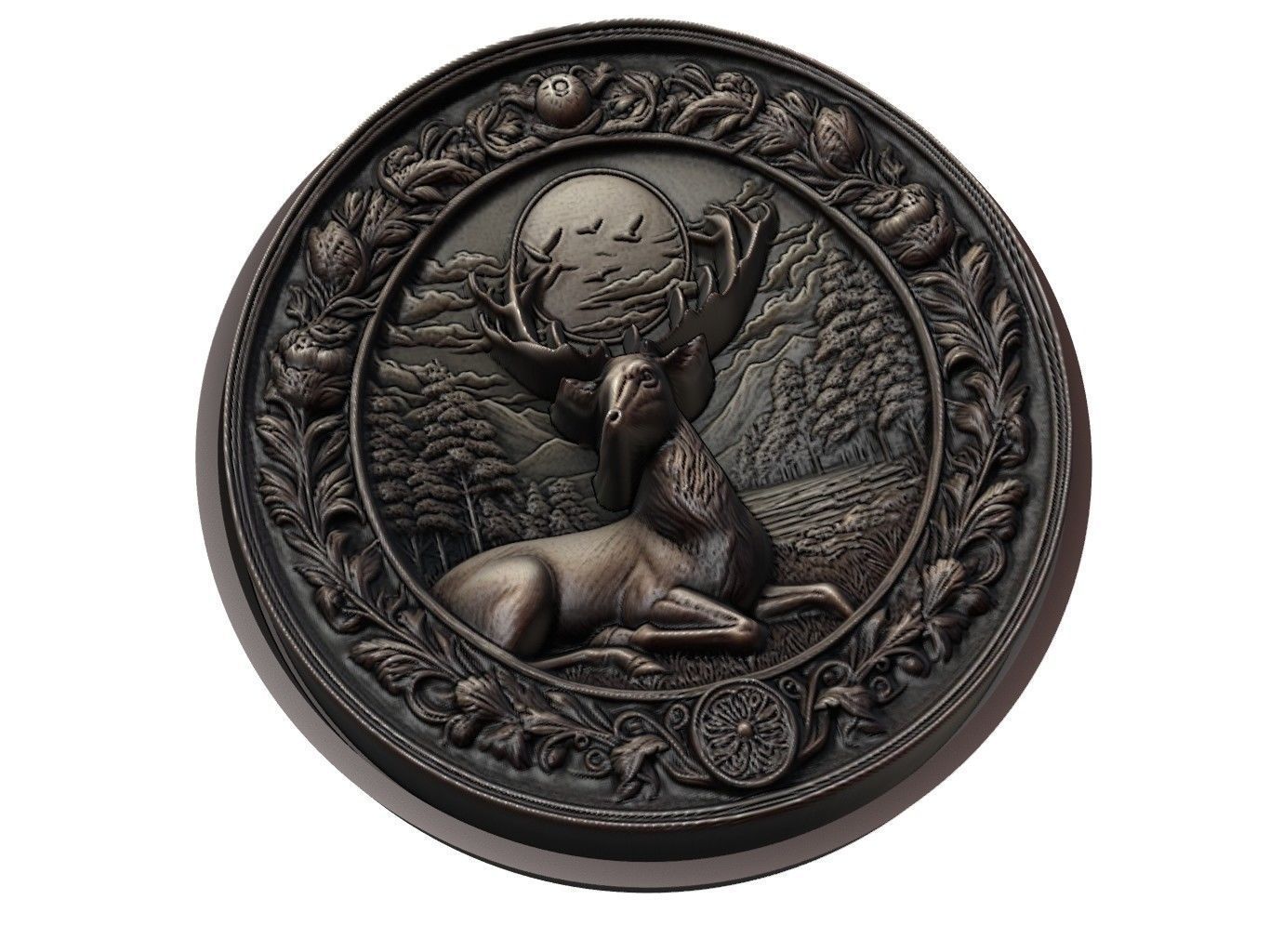 Deer Animal Medallion 3D print model_1